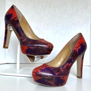 Nine West Melitta Snakeskin Platform Heels